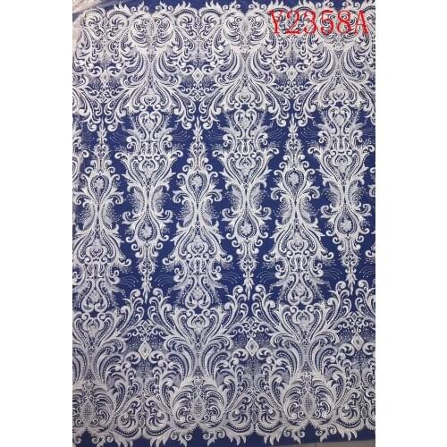 Y2358A Fashion Beaded Embroidery Lace Wedding Dress Fabric Nigerian Textile African Trimming Lace 10Yards/ lot
