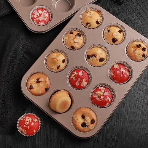 12 Cups Diy Cupcake Baking Tray Tools Non-Stick Steel Mold Egg Tart Baking Tray Dish Muffin Cake Mould Pastry Pan Tools Bakeware