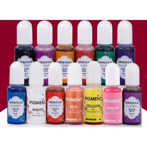 13 Colors Epoxy UV Resin Coloring Dye Liquid Epoxy Pigment Resin Colorant Fading Resistance10ml Translucent