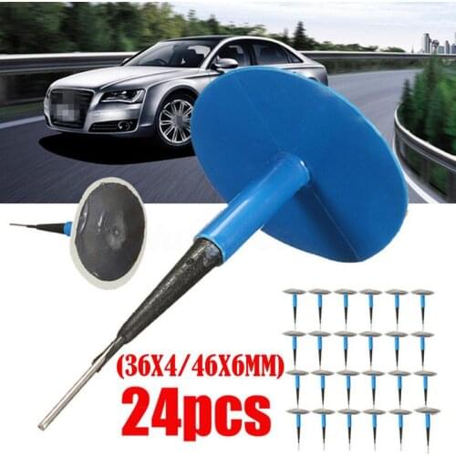 24pcs/set Car Tyre Puncture Repair Tubeless Wired Mushroom Plug Patch Kit for Auto Vehicle Truck 4mm/6mm