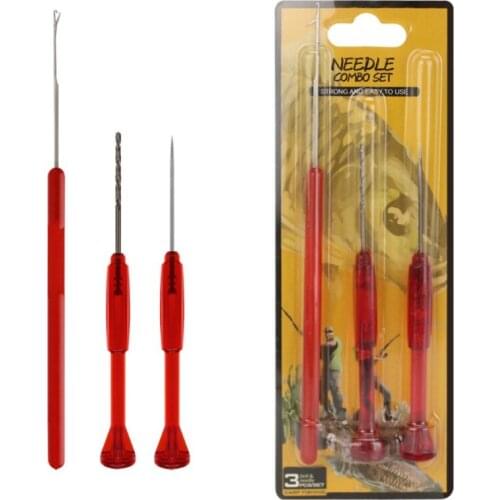 3PCS/Set Metal Carp Fishing Rigging Needle Set Stringer needle + Driller + Hook Hair Rig Pop-up Rig Making Tools
