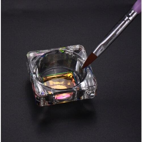 5-colors Colored Clear Glass Professional Glass Cup for Acrylic Powder Container Liquid Powder Glass Dish with Cover 1.5*1.6in