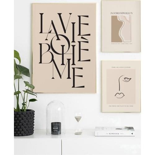 Abstract Quote Poster Mid Century Canvas Painting Neutral Line Art Print Minimalist Wall Picture For Living Room Home Decor