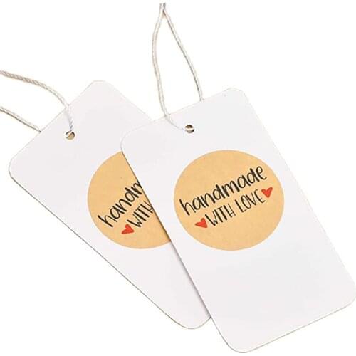 Custom Clothing Craft Paper Handmade With Love Labels Note Price Luggage Name Jewerly Packing Card Hang Tag 100PCS/Lot
