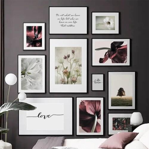 Big Red Rose Blossom Love Quotes Wall Art Canvas Painting Nordic Posters And Prints Wall Pictures For Living Room Home Decor