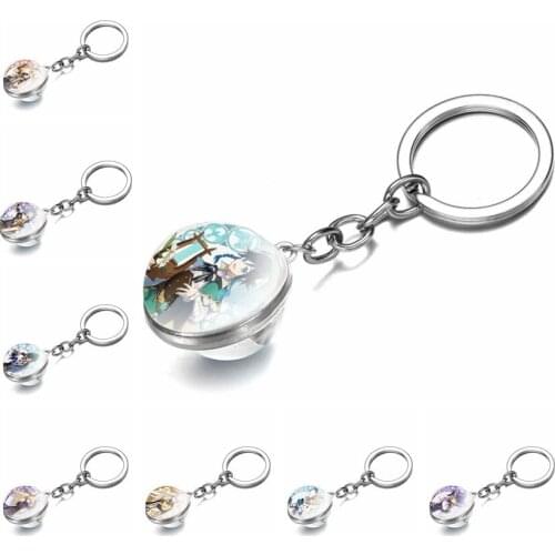 Genshin Impact Anime Game Pendant Keychain Cosplay Cartoon Figure Keyring Jewelry for Girls Women Charm Decoration
