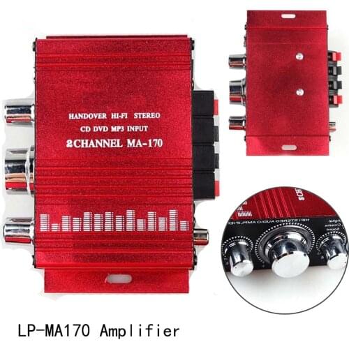Digital MP3 Car Audio 2*20W Stereo Connection RCA Loudspeaker 12V Mini Red Low Distortion Hi-Fi LP-MA170 Amplifier 2 Channel