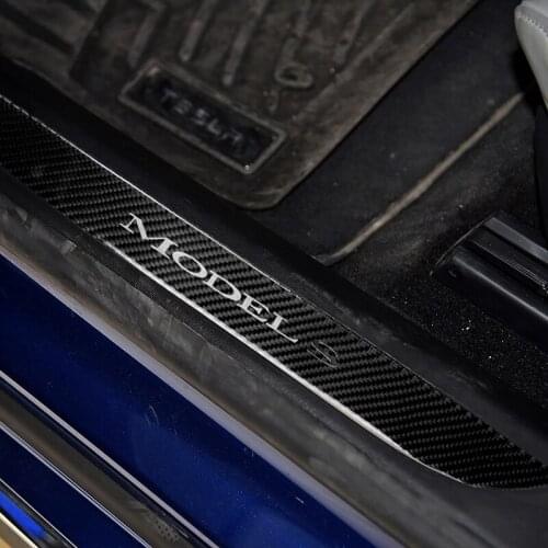 Car Door Sill Threshold Decorative Strip For Tesla Model S Interior Decoration Accessories Car Stickers