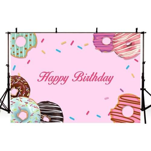MEHOFOTO backdrop for photographic studio Colorful Donuts One-Year Birthday Celebration Candy Bar background customize photocall