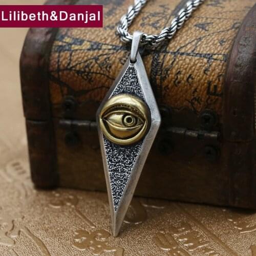 Eye of God Pendant 100% Real 925 Sterling silver fine Jewelry Men Women Punk Eye of Devil Necklace Pendant 2018 New Arrival P69