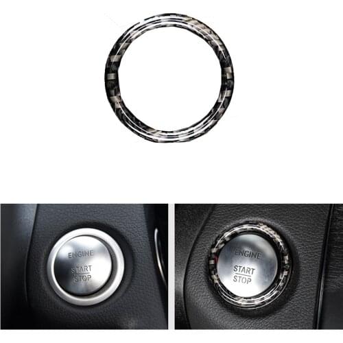 For Mercedes Benz C E Class W205 W213 GLC Car Engine Start Stop Ignition Key Ring Sticker Carbon Fiber Trim Interior Accessories