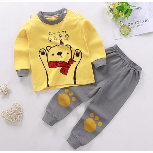 Boys And Girls Pure Cotton Underwear Set Childrens Long Sleeve Trousers Home Wear Childrens Wear