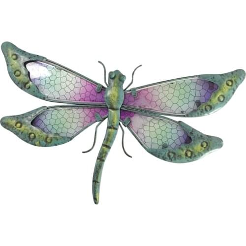 Metal Dragonfly Artwork Creative Glass Wall Decoration Outdoor Yard Fence Art Pendant Fashion Home Bedroom Living Room Decora