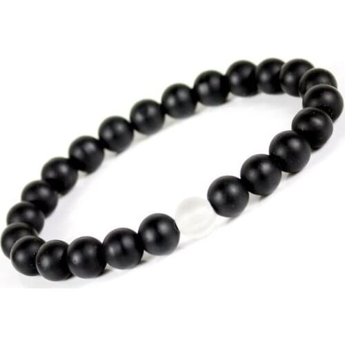 Fashion Frosted/Smooth Round Beads Bracelets For Women Couple Black White Bracelet Men Handmade Charm Jewelry For Friend Gift