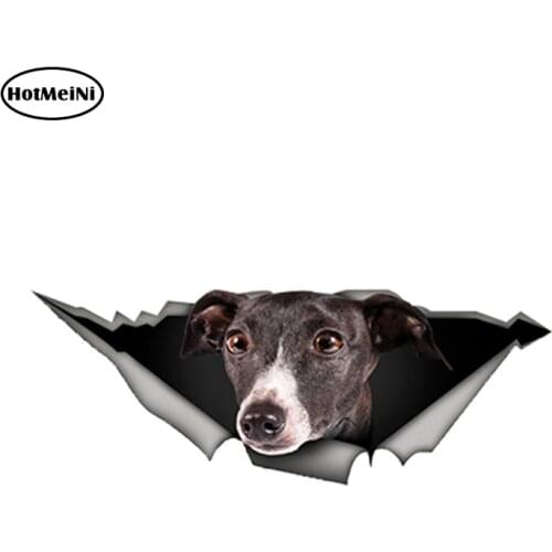 HotMeiNi 13cm x 4.9cm Funny Greyhound Car Sticker Torn Metal Decal Reflective Stickers Waterproof 3D Car Styling Pet Dog Decal