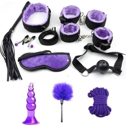 10pcs Nylon Erotic Accessories Sex Handcuffs Whip Rope Gag BDSM Sex Bondage Restraints Set Sex Toys for Couples Games