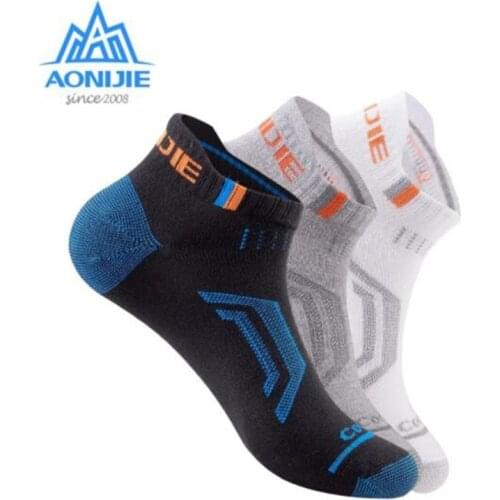 AONIJIE 3 Pairs Socks Low Show Compression Sock Breathable Quick Drying For Outdoor Marathon Camping Hiking Trail Running