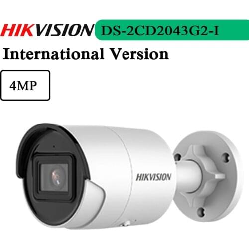 New English Version Free Shipping 4MP WDR Fixed Bullet Network Camera Deep Learning Built-in Mic DS-2CD2043G2-I