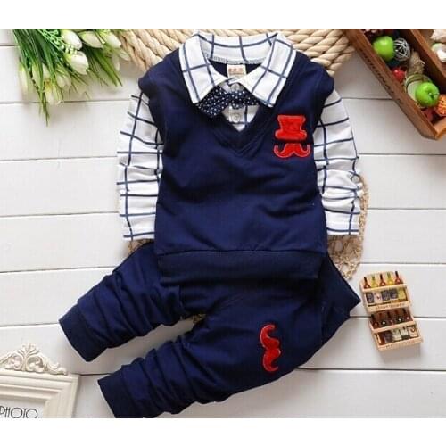 2018 Autumn New Korean Childrens Clothing Boy Cotton Long-sleeved Childrens Suit Small Childrens Casual Two-piece