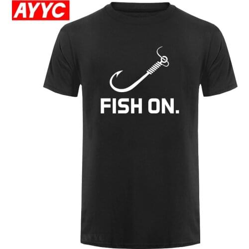 New Funny Fish on Fisher Hunter T Shirt Men Tshirt Man Clothing Short Sleeve Camisetas T shirt