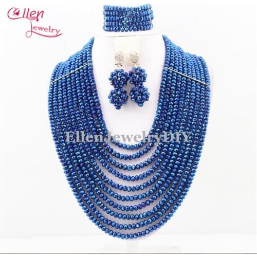 New Arrived African Nigerian Wedding bridal beads Jewelry Set African style Crystal beaded necklace women Jewelry set W11761