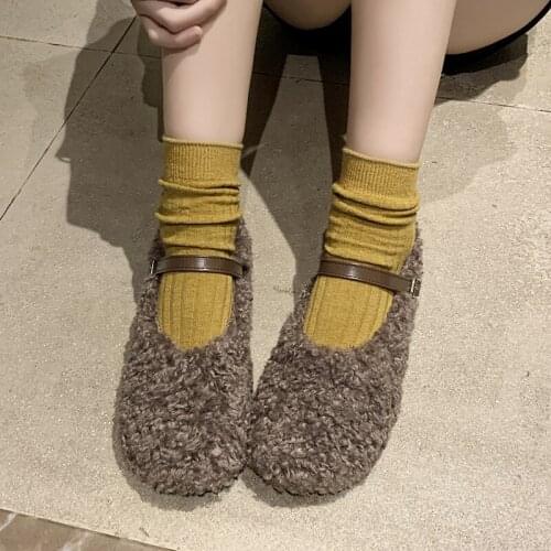 New Korean Women Boots Winter Woolen Womens Shoes Fashion Wild Round Plus Velvet Warm Peas Shoes Womens Shoes U12-77