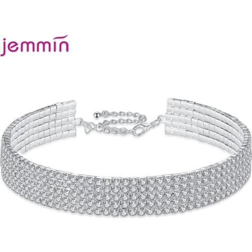 New 2021 Arrivals Sexy Large Drop Sparkling Full Rhinestone Crystal Necklaces For Women 925 Sterling Silver Jewelry