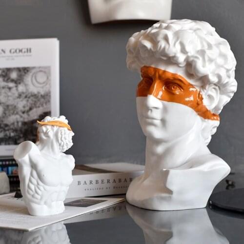 NORDIC BLINDFOLD ARTS DAVID ZEUS ART SCULPTURE MICHELANGELO BUONARROTI FIGURINE CREATIVE RESIN CRAFT DECORATIONS FOR HOME R4690