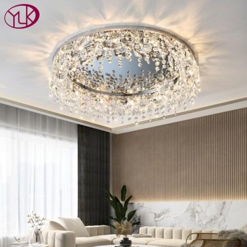 Luxury modern ceiling chandelier for living room round home decor silver crystal light bedroom dining room decor cristal lamp