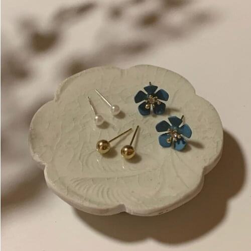 Besimpol Exquisite Real 925 Sterling Silver Stud Earrings Set Three-Dimensional Flowers Pearl Earrings For Women Fine Jewelry