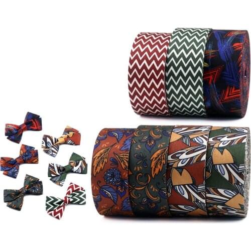 Sisi Crafts Layering Cloth Fabric Tape 10mm 25mm 50mm Flower Print Wave Ribbon Trim DIY Garment Hair Bow Tie Collar Accessory