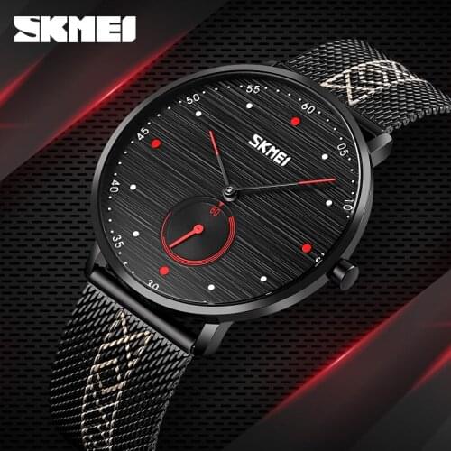 SKMEI Business Quartz Watches Men Fashion Simple Stainless Steel Band Clock Creativity Dial Wristwatches for Male Reloj Hombre