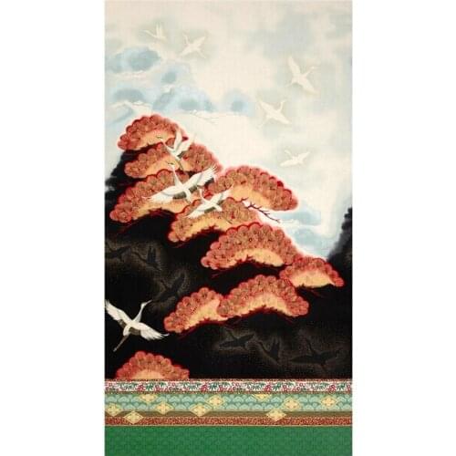 LEO&LIN Vintage elastic printing Crane pine age life Iron powders positioning Patchwork Cotton Fabric tissus (60cm* 140cm/piece)