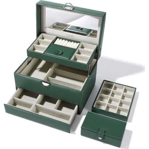 Zq Three-Layer Multi-Function Jewelry Box Large Capacity Jewelry Box Necklace Earrings Hand Jewelry Storage Box