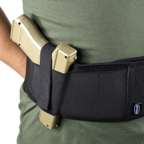 Comfortable Belly Band Holster for Concealed Carry w/ Retention Strap and Mag Pouch Fits Subcompact Compact Medium Large Handgun