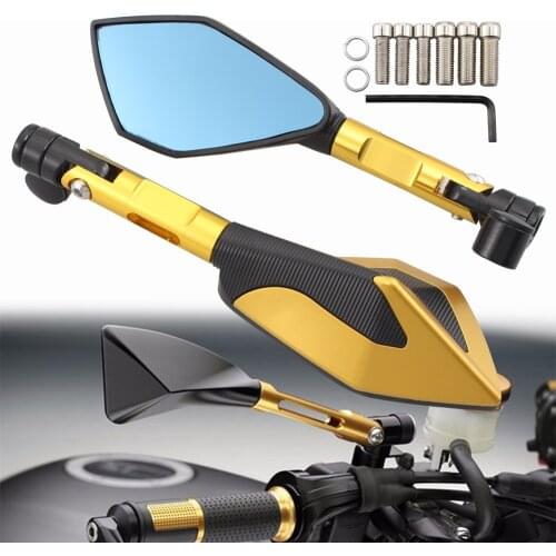 Universal Motorcycle rearview Mirror Gold retroviseur moto mirrors Rearview mirrors motor with 8mm 10mm mounting bolt