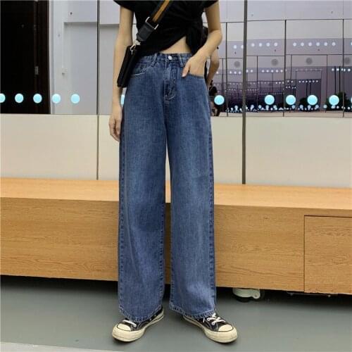Vintag Plus Size Womens 2020 New Jeans Spring Fall Slim Straight-leg Pants Female Loose Wide-leg Pants b623