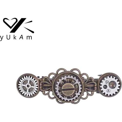 YUKAM Steampunk Gears Metal Hair Clips Jewelry Delicate Hair Pins Hair Decorations Barrettes Headdress for Women Head Accessory
