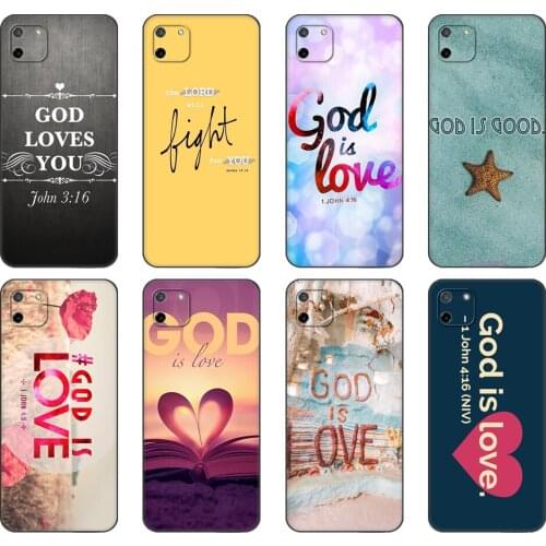 Black tpu Case For OPPO Realme C11 C20 C21 Case Back Cover Bumper god is love