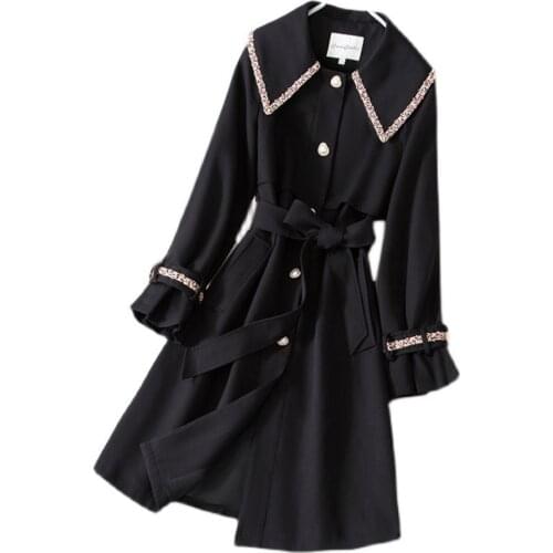 Windbreaker Women Coat New 2021 Long Sleeve Jacket Women Clothing Long Slim Spring And Autumn Coats Female Jackets Black OAIRED