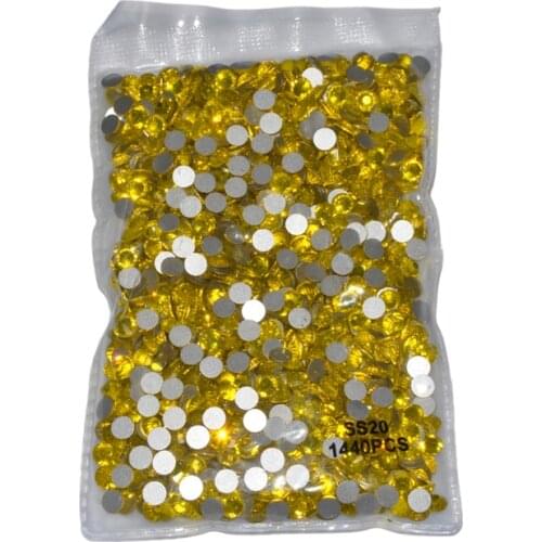 1440pcs Lemon Yellow Nail Rhinestones Non Hotfix Citrine Flatback Crystal Glass Rhinestones for Nails Art Decorations Stones
