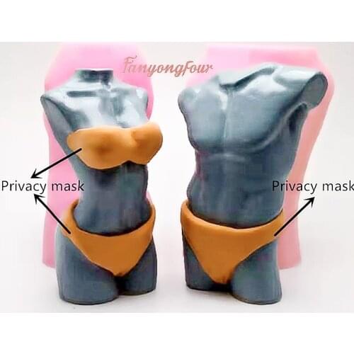 3D Woman Man Body Soap Silicone Mold Human Body Candle Plaster Chocolate Valentines Day Cake Mold Interior Decoration Tool