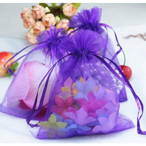 7x9cm Purple Jewelry Package With Logo Drawstring Jewelry Bags Small Drawstring Pouches Organza Bags 100pcs/lot