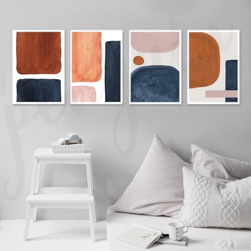 Abstract Minimalist Geometry Wall Art Scandinavian Boho Canvas Prints Painting Pictures for Living Room Wall Decor