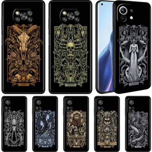 Black Soft Cover For Xiaomi Mi Poco X3 NFC 10T Pro M3 11 Note 10 Lite 9 9T F3 A2 F1 Silicone Phone Case 12 Constellations Totems