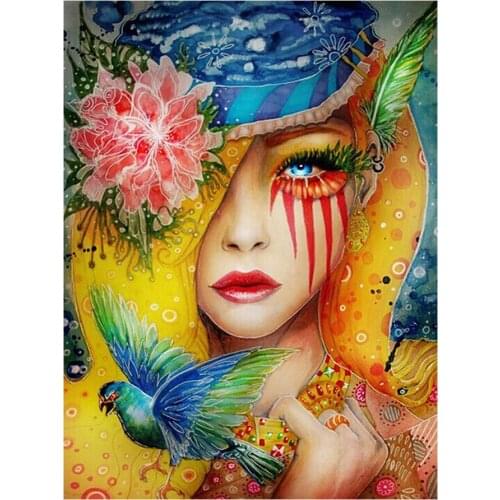 Flowery Woman Portrait Diamond Painting Round Full Drill Nouveaute DIY Mosaic Embroidery 5D Cross Stitch Home Decor Gifts