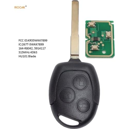 RIOOAK Remote Key Fob 315MHz 4D60 / 4D63 Chip for For d Escape Fiesta 2011-2016 HU101 FCC: KR55WK47899