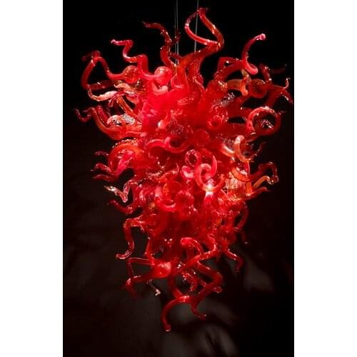 Energay Saving Light Source Modern Red Glass Chandelier Light