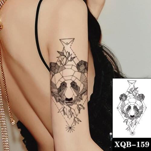 Geometric Panda Waterproof Temporary Tattoo Sticker Black Fragments Design Fake Tattoos Flash Tatoos Arm Body Art for Women Men