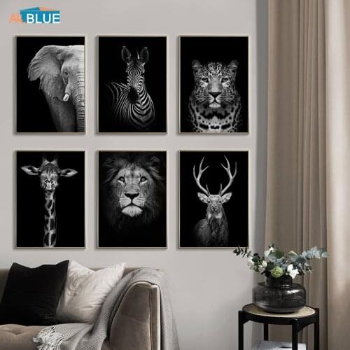 Canvas Paintings Animal Wall Art Leopard Lion Elephant Panda Zebra Posters And Prints Nordic Decorative Pictures For Living Room